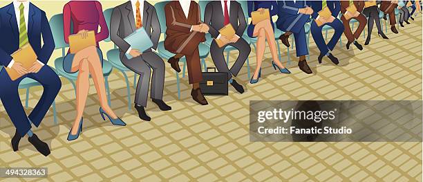 Row Of Enlisting People Waiting For The Job, Foto de stock
