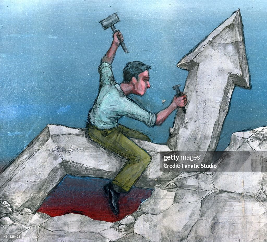 Man accomplishing his business growth