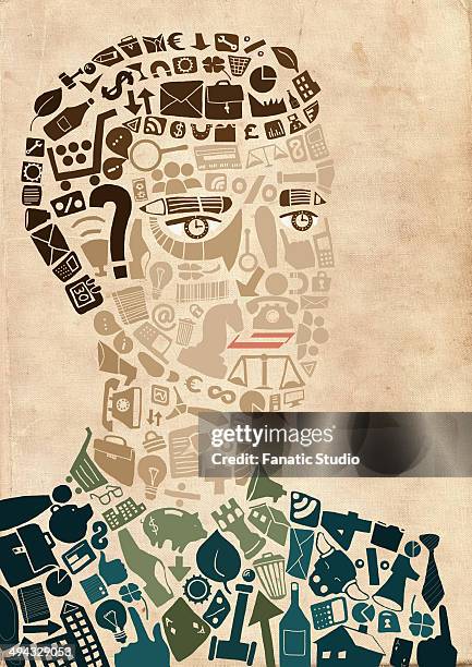 collective lifestyle forming man over colored background - character creation set stock illustrations
