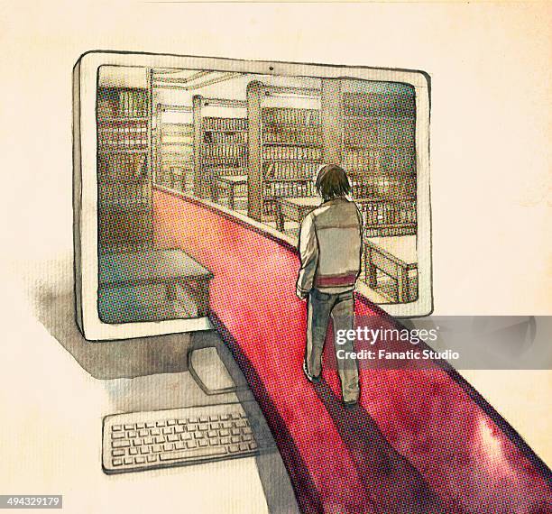 Comouter Stuff 72 Man Behind Computer Monitor High Res Illustrations - Getty Images