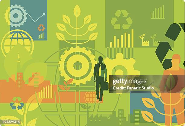 illustrative image of go green concept - multiple image collage stock illustrations