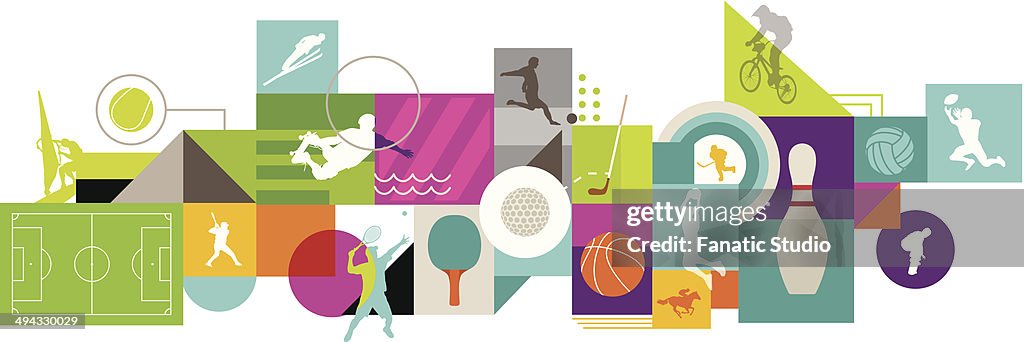 Illustrative image of collage representing various types of sports