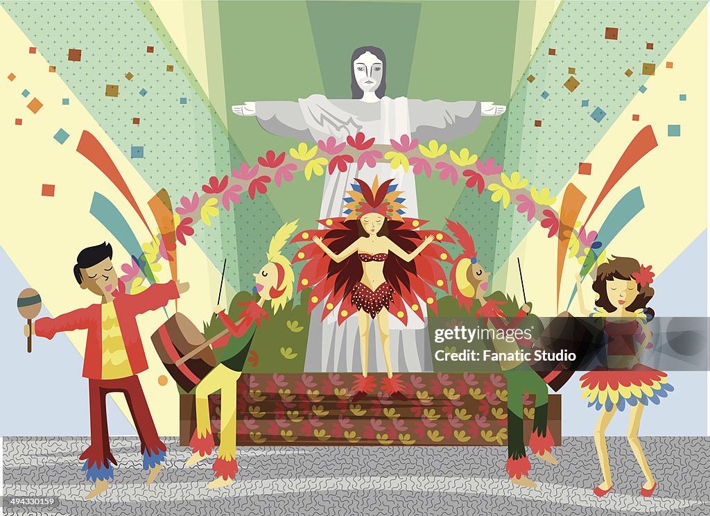 Illustrative image of dancers at Rio Carnival, Rio de Janeiro, Brazil