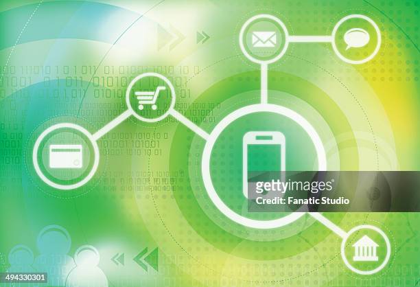 illustrative image of communication signs representing mobile commerce - easy load stock illustrations