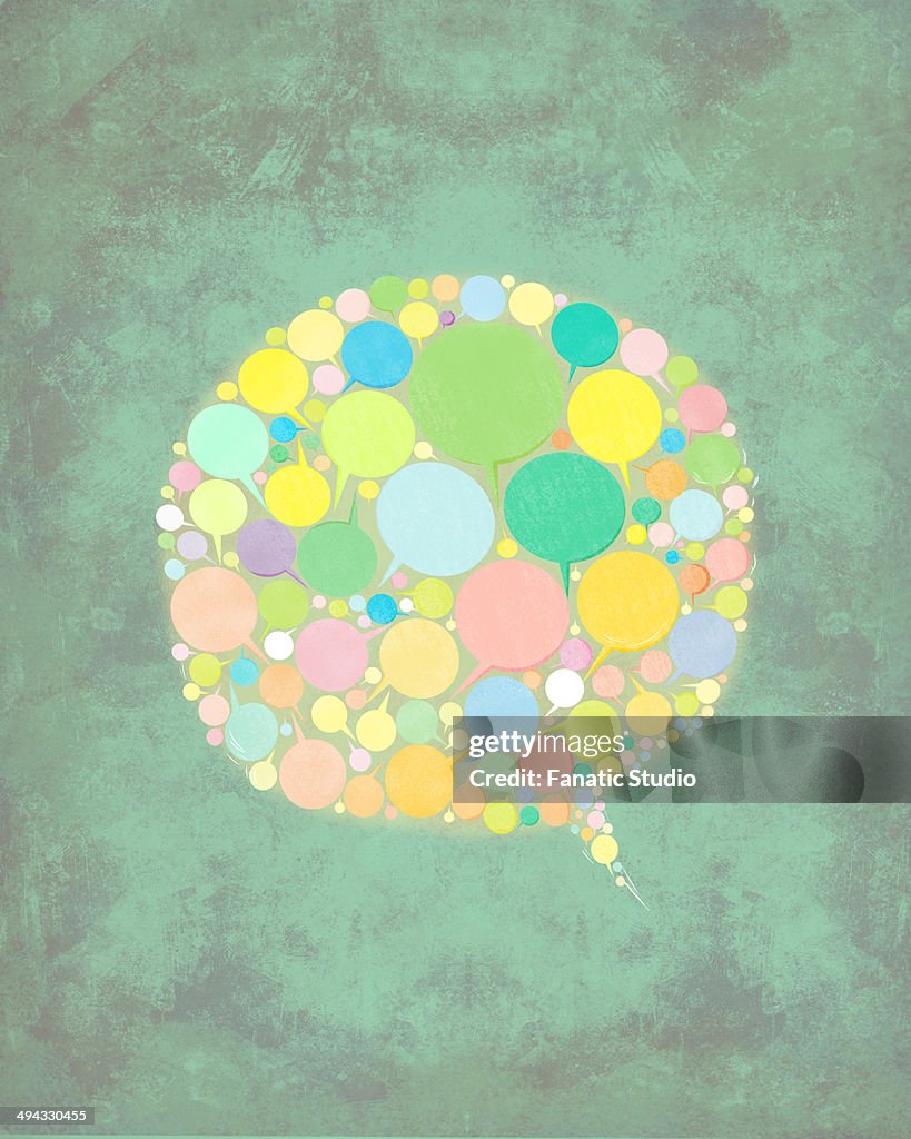 Illustration of chat bubbles against colored background