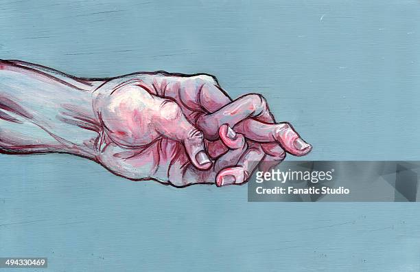 illustrative image of man's hand with jumbled fingers representing arthritis - autoimmune disease stock illustrations
