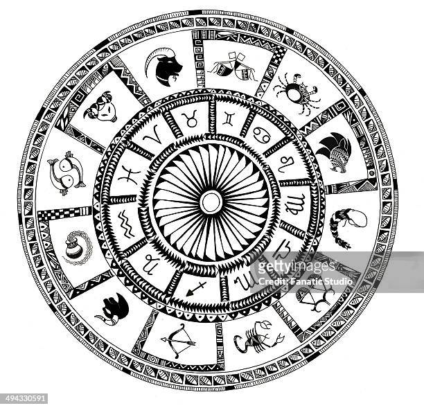 ilustrações, clipart, desenhos animados e ícones de illustration of zodiac signs on white background - aquário signo de ar do zodíaco