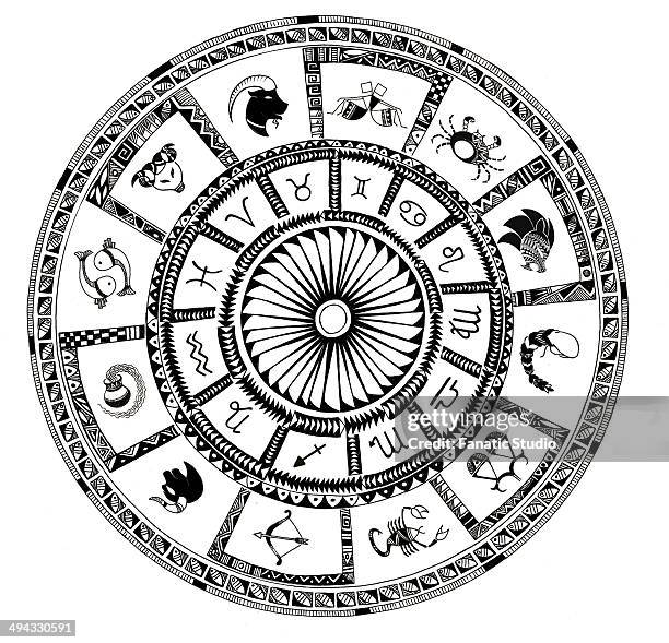 illustration of zodiac signs on white background - astrology stock illustrations