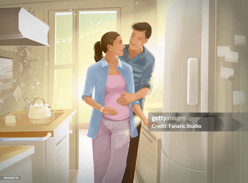 Illustration of couple expecting a new baby