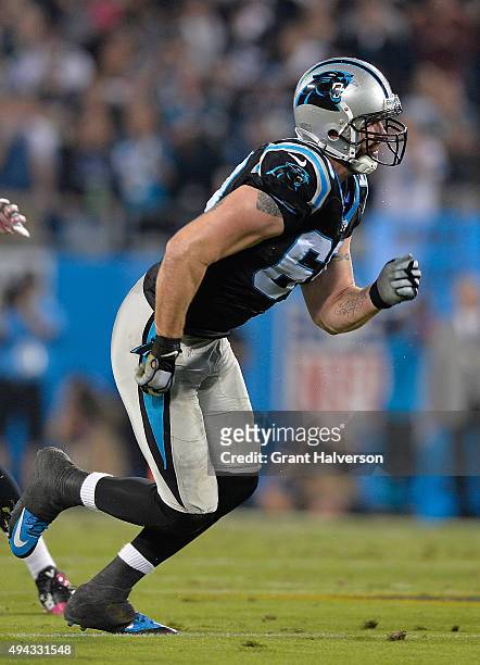 Jared Allen of the Carolina Panthers against the Philadelphia Eagles during their game at Bank of America Stadium on October 25, 2015 in Charlotte,...