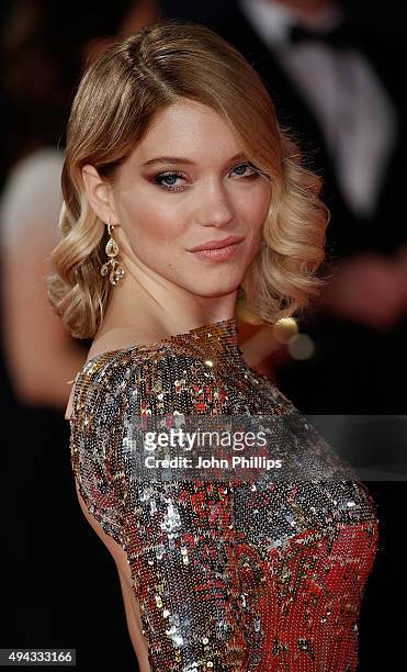 Lea Seydoux attends the Royal Film Performance of "Spectre"at Royal Albert Hall on October 26, 2015 in London, England.