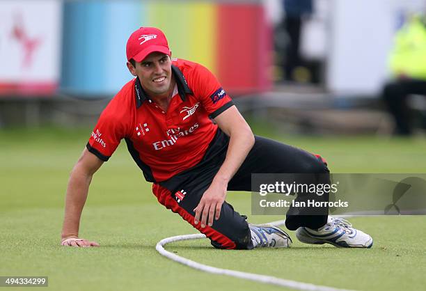 Calum MacLeod of Durham Jets after missing out on a catch on the boundary rope during The Natwest T20 Blast match between Durham Jets and Lancashire...