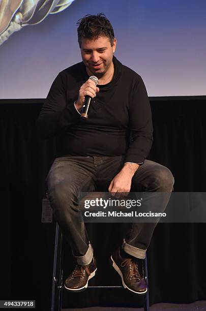 Director Evgeny Afineevksy speaks on stage during Q&A for "Winter on Fire" at SCAD Museum of Arts during Day Three of the 18th Annual Savannah Film...