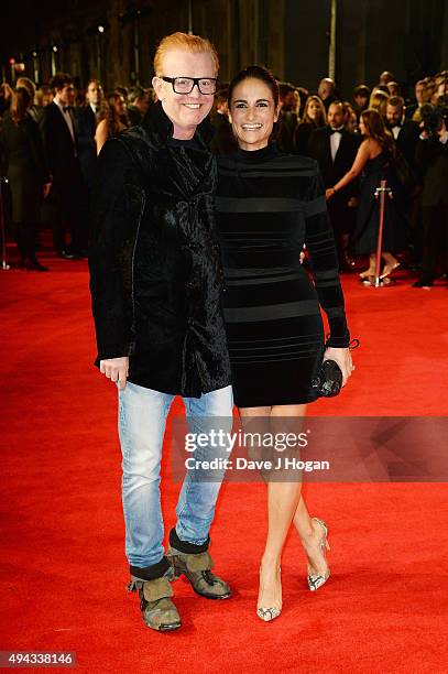 Chris Evans and Natasha Shishmanian attend the Royal World Premiere of 'Spectre' at Royal Albert Hall on October 26, 2015 in London, England.
