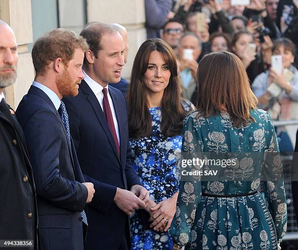 The Duke and Duchess of Cambridge and Prince Harry attend a BAFTA Childrens Charity screening of Shaun The Sheep on October 26, 2015 in London,...