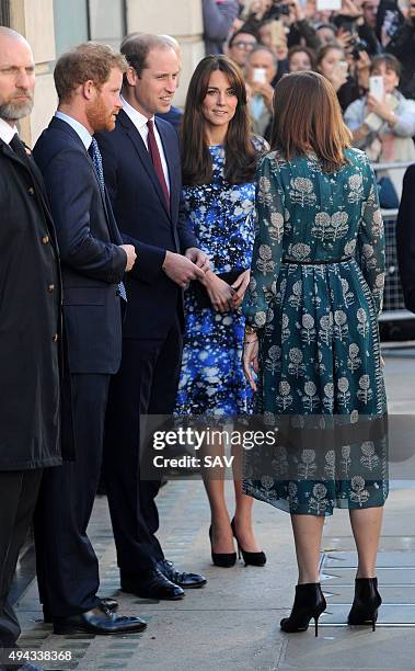 The Duke and Duchess of Cambridge and Prince Harry attend a BAFTA Childrens Charity screening of Shaun The Sheep on October 26, 2015 in London,...