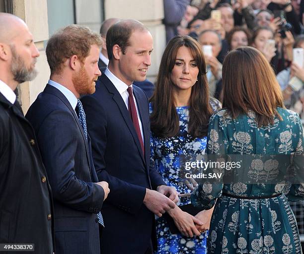 The Duke and Duchess of Cambridge and Prince Harry attend a BAFTA Childrens Charity screening of Shaun The Sheep on October 26, 2015 in London,...