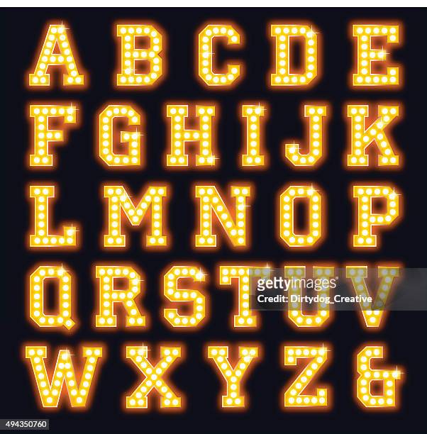 stockillustraties, clipart, cartoons en iconen met light bulb show font - the alphabet