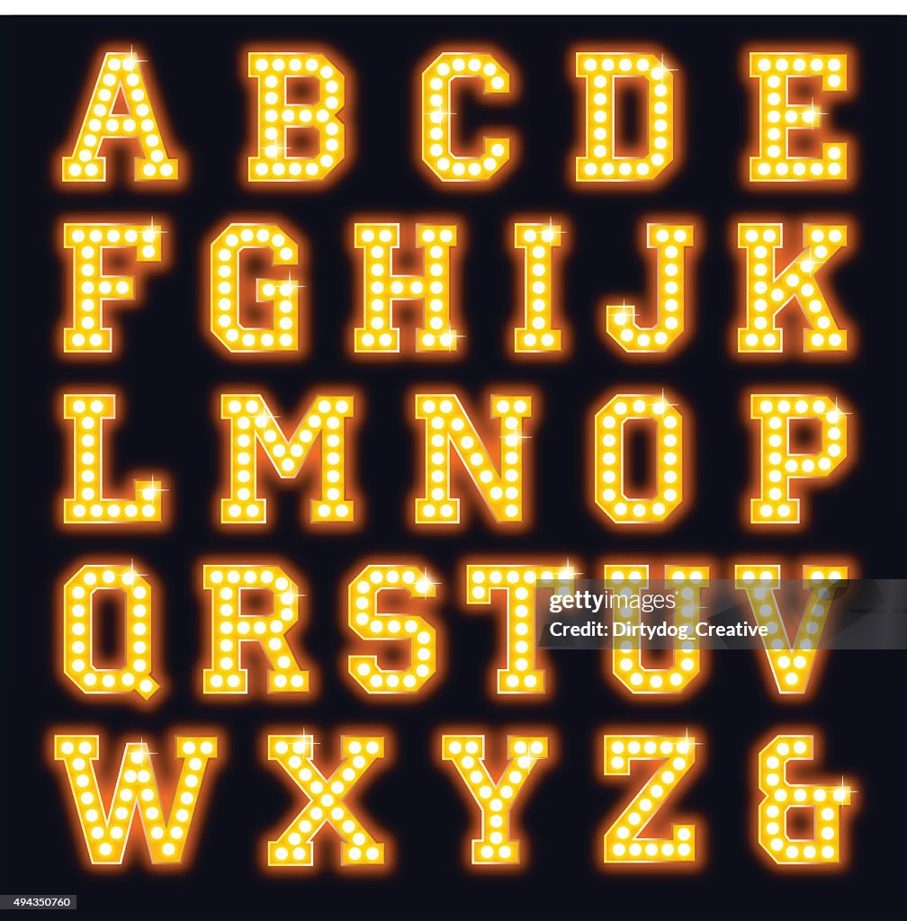 Light bulb show font