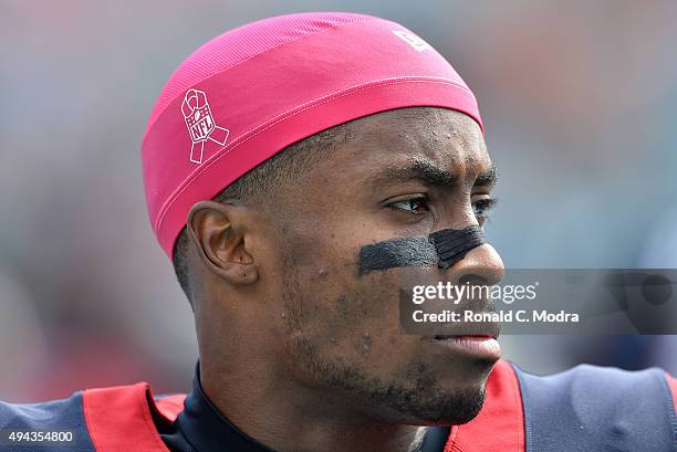 Rahim Moore of the Houston Texans looks on during a NFL game against the Miami Dolphins at Sun Life Stadium on October 25, 2015 in Miami Gardens,...