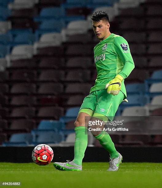 Raphael Spiegel of West Ham United during the U21 fixture between West Ham United and Fulham at Boleyn Ground on October 26, 2015 in London, England.