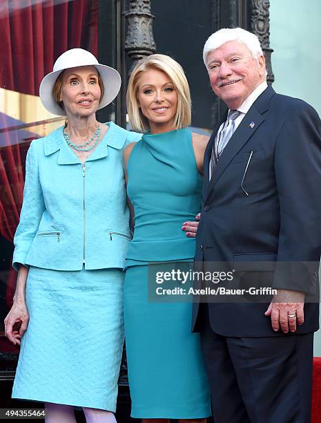 Kelly Ripa, mom Esther Ripa and dad Joseph Ripa attend the ceremony honoring Kelly Ripa with a star on the Hollywood Walk of Fame on October 12, 2015...