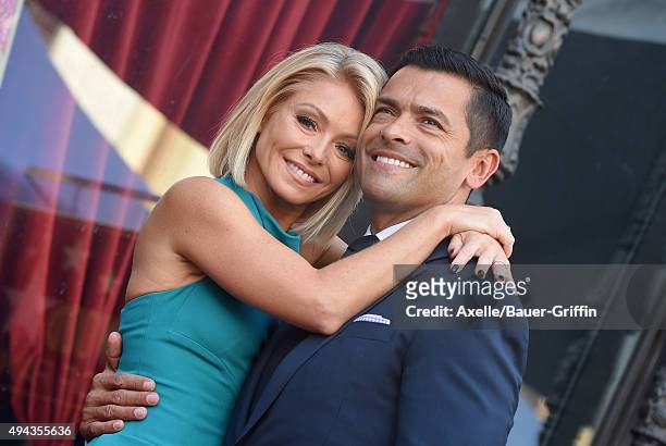 Kelly Ripa and Mark Consuelos attend the ceremony honoring Kelly Ripa with a star on the Hollywood Walk of Fame on October 12, 2015 in Hollywood,...