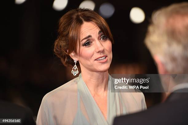 Catherine, Duchess of Cambridge attends The Cinema and Television Benevolent Fund's Royal Film Performance 2015 of the 24th James Bond Adventure,...