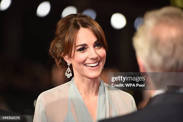 Catherine, Duchess of Cambridge attends The Cinema and Television Benevolent Fund's Royal Film Performance 2015 of the 24th James Bond Adventure,...