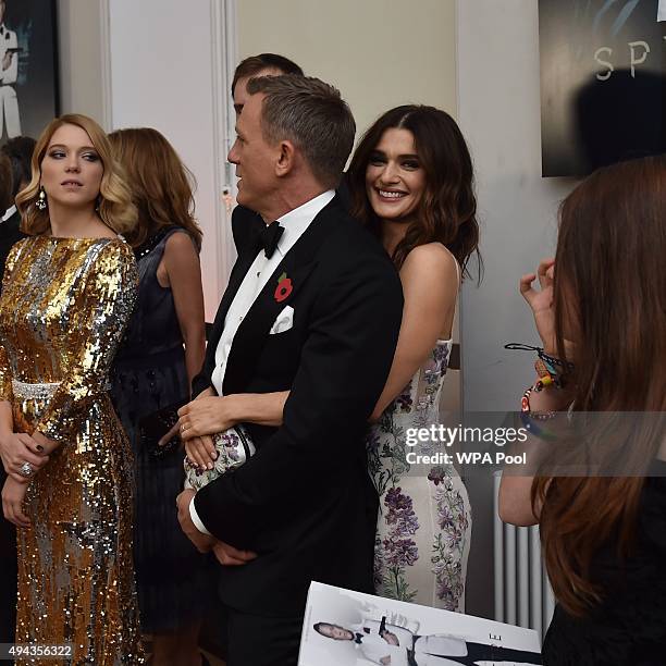 Daniel Craig and wife Rachel Weisz attend The Cinema and Television Benevolent Fund's Royal Film Performance 2015 of the 24th James Bond Adventure,...