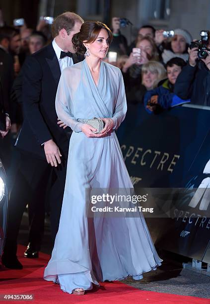 Catherine, Duchess of Cambridge attends the Royal Film Performance of "Spectre" at the Royal Albert Hall on October 26, 2015 in London, England.