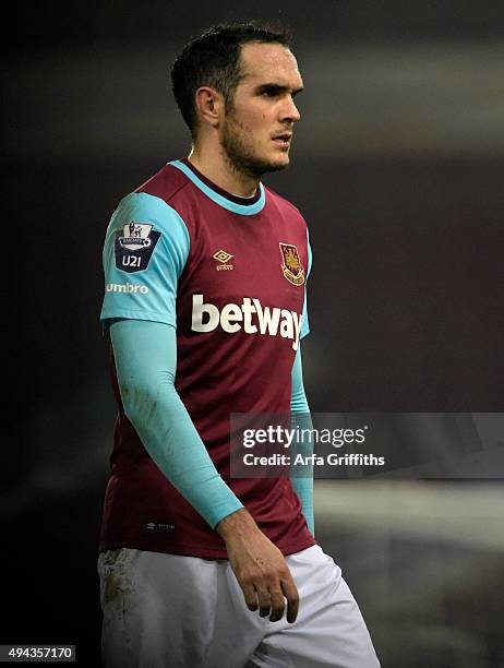 Joey O'Brien of West Ham United in action during the U21 fixture between West Ham United and Fulham at Boleyn Ground on October 26, 2015 in London,...