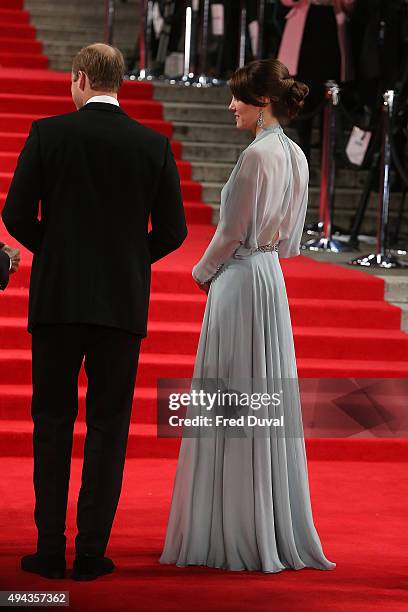 Prince Williams, Duke of Cambridge and Catherine, Duchess of Cambridge attend the Royal World Premiere of "Spectre" at Royal Albert Hall on October...