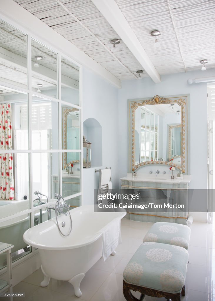 Claw foot tub in luxury bathroom