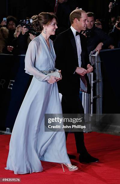 Catherine, Duchess of Cambridge and Prince William, Duke of Cambridge attend the Royal Film Performance of "Spectre"at Royal Albert Hall on October...