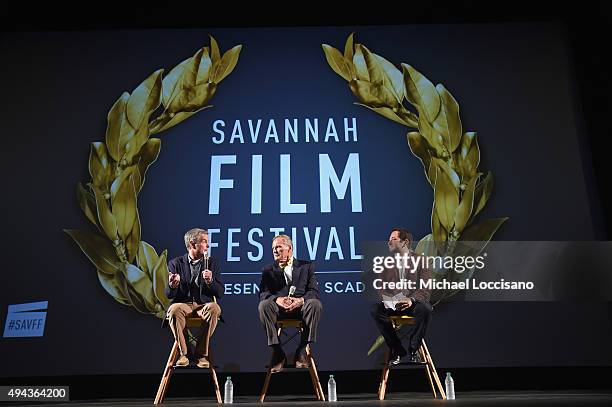 Author, singer, actor and movie subject Tab Hunter and Producer Allan Glaser speak on stage with Awards analyst for The Hollywood Reporter Scott...