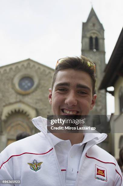 Matteo Ferrari of Italy and San Carlo Team Italia smiles during the pre-event "Inflorata in Scarperia" in Piazza dei Vicari in Scarperia during the...