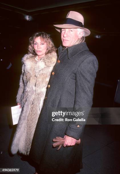 Filmmaker Peter Gimbel and wife Elga Andersen attend "The Falcon and the Snowman" New York City Premiere on January 18, 1985 at the Roy & Niuta Titus...