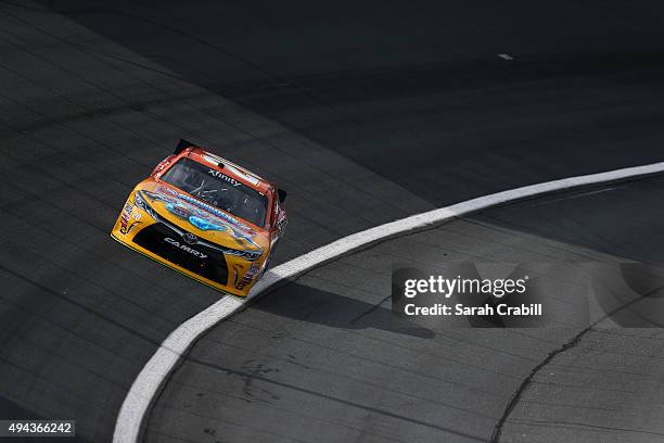 Erik Jones, driver of the GameStop/Skylanders Superchargers Toyota, practices for the NASCAR XFINITY Series Drive for the Cure 300 at Charlotte Motor...