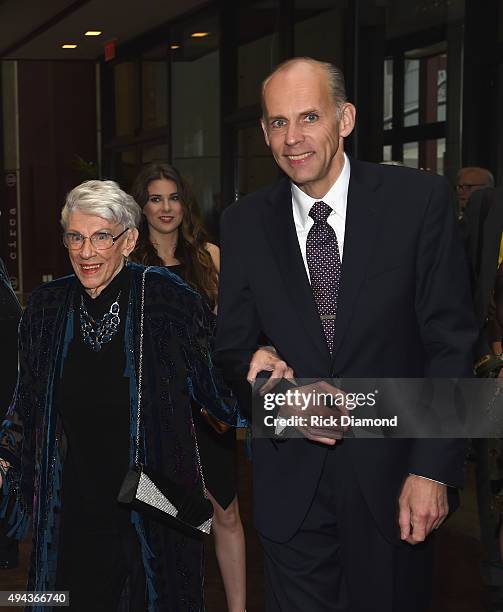 Maxine Brown and Eddie Stubbs WSM 650AM attend The Country Music Hall of Fame 2015 Medallion Ceremony at the Country Music Hall of Fame and Museum on...