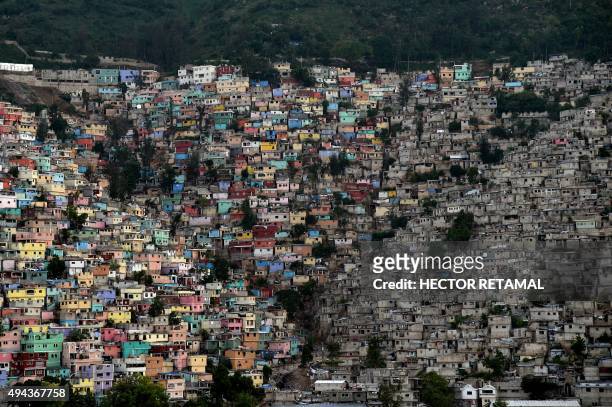 The neighborhoods of Jalousie , Philippeaux and Desermites in the commune of Petion Ville, Port au-Prince are pictured on October 26, 2015. AFP PHOTO...