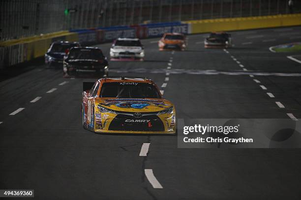 Erik Jones, driver of the GameStop/Skylanders Superchargers Toyota,, races during the NASCAR XFINITY Series Drive for the Cure 300 at Charlotte Motor...