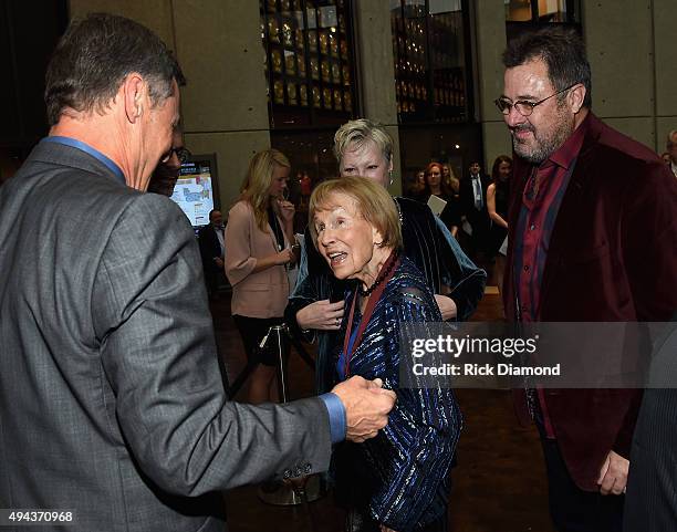 Bill Cody welcomes Jo Walker-Meador and Vince Gill attend The Country Music Hall of Fame 2015 Medallion Ceremony at the Country Music Hall of Fame...