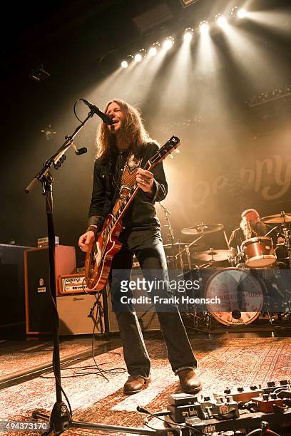Singer Charlie Starr of the American band Blackberry Smoke performs live during a concert at the Columbia Theater on October 26, 2015 in Berlin,...