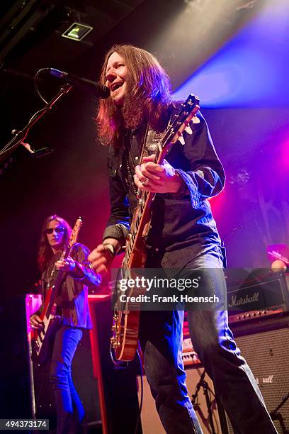 Singer Charlie Starr of the American band Blackberry Smoke performs live during a concert at the Columbia Theater on October 26, 2015 in Berlin,...