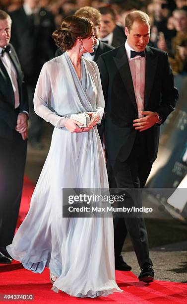 Catherine, Duchess of Cambridge and Prince William, Duke of Cambridge attend the Royal Film Performance of 'Spectre' at The Royal Albert Hall on...