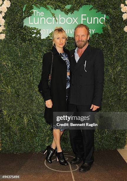 Actress Eliot Sumner and recording artist Sting attend the 10th Anniversary Lunchbox Fund Benefit Event at Gabriel Kreuther on October 26, 2015 in...