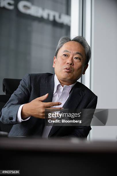 Kazuhiko Toyama, chief executive officer of Industrial Growth Platform Inc., speaks during an interview in Tokyo, Japan, on Wednesday, Sept. 9, 2015....