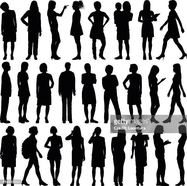 detailed women silhouettes - mature adult 幅插畫檔、美工圖案、卡通及圖標