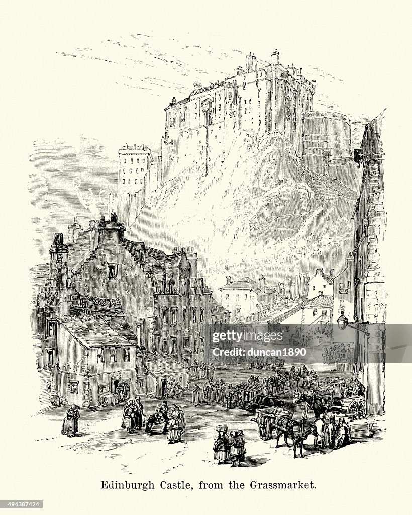 Edinburgh Castle from the Grassmarket, Scotland